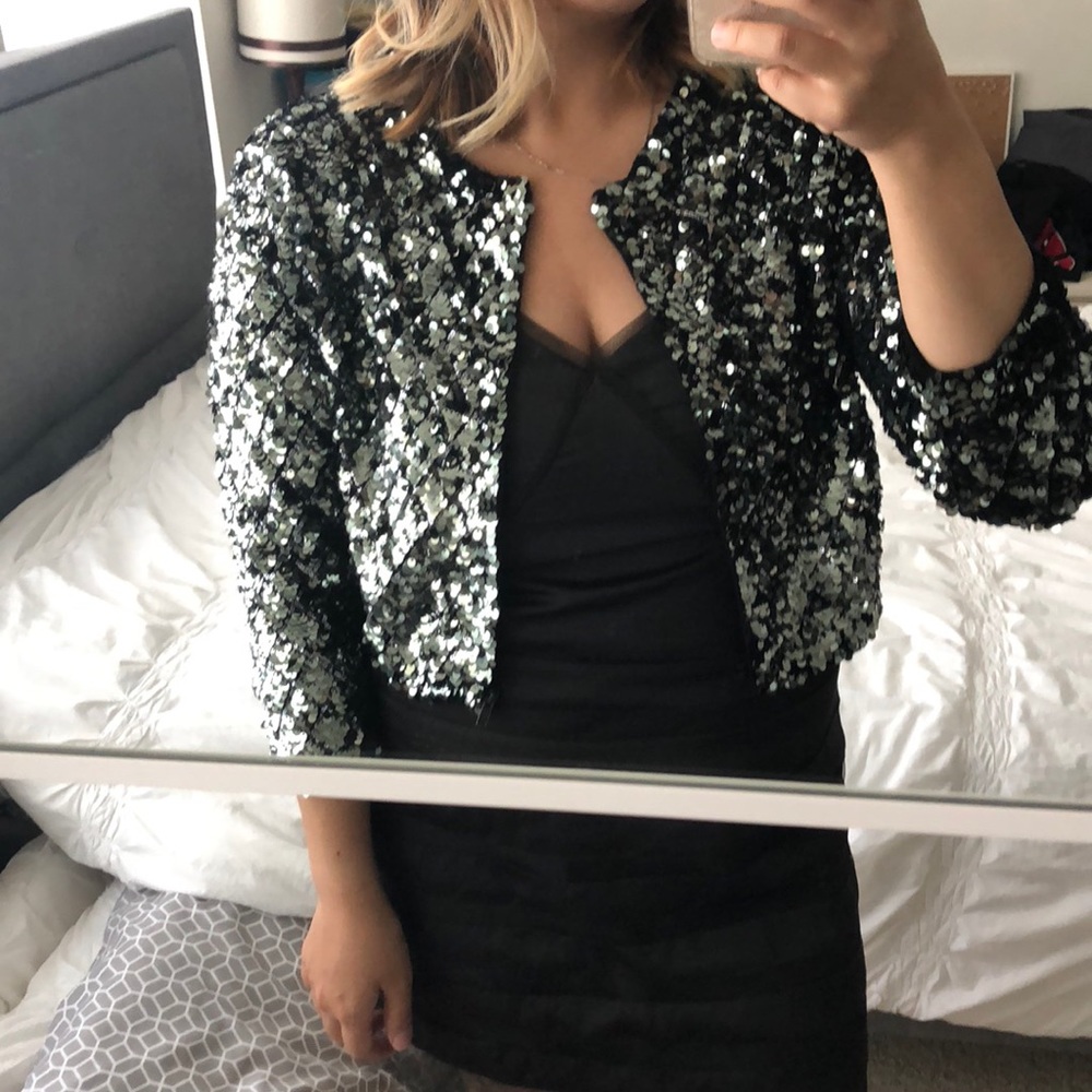 Gunmetal Sequin Marc by Marc Jacobs zip up bolero
